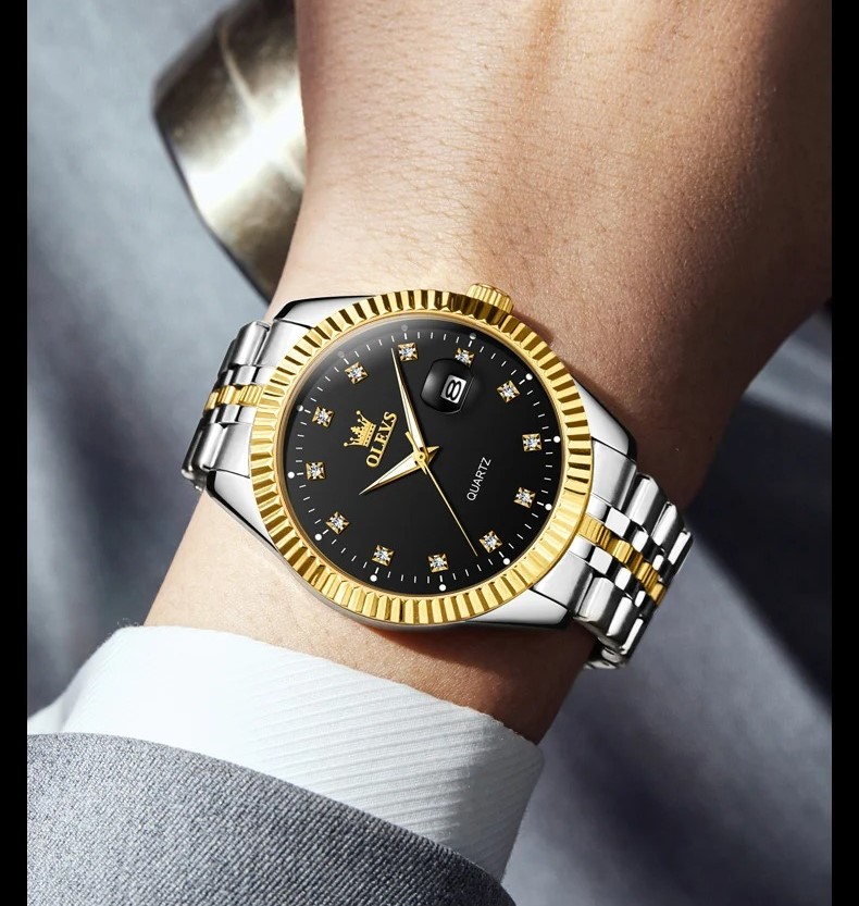 Picture of OLEVS 5526 Brand New Fashion Design Quartz Watch for Men Gold Steel Waterproof Luminous Date Mens Watches Relogio Masculino 2024