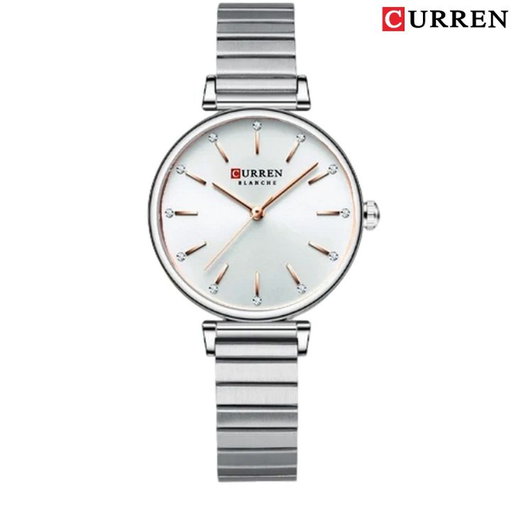 Picture of Curren 9081 Stainless Steel Analog Watch For Women - Silver & Pink