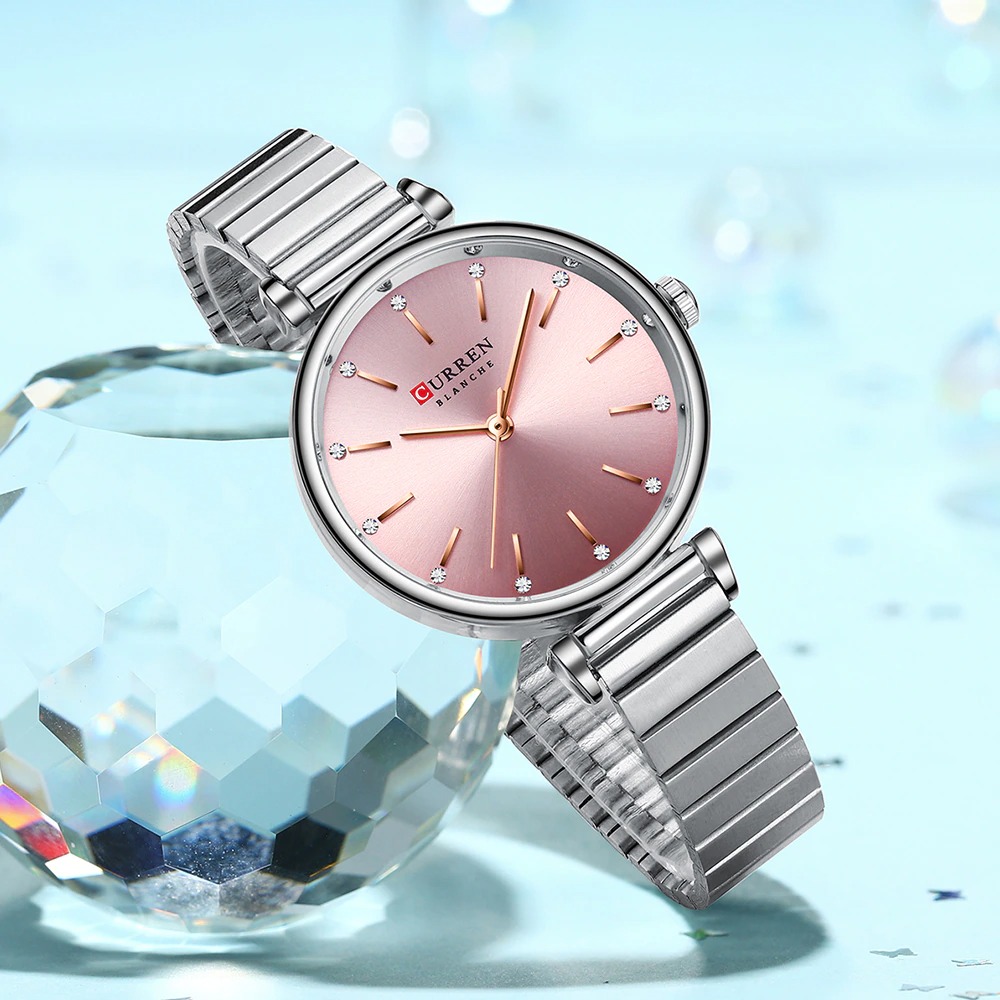 Picture of Curren 9081 Stainless Steel  Fashionable Analog Watch For Women - Silver & Pink