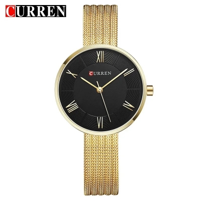 Picture of CURREN 9020 Golden Mesh Stainless Steel Analog Watch For Women - Watch - ঘড়ি