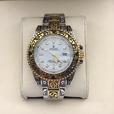 Picture of Stainless Steel Watch Gold Chain For Men Stylish Watch For Men