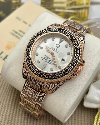 Picture of Stainless Steel Watch Gold Chain For Men Stylish Watch For Men