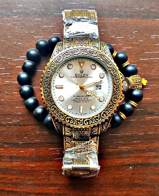 Picture of Stainless Steel Watch Gold Chain For Men Stylish Watch For Men