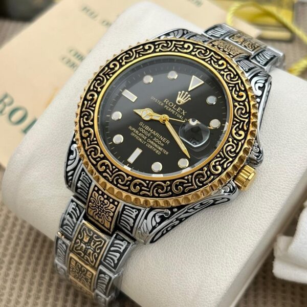 Picture of Stainless Steel Watch Gold Chain For Men Stylish Watch For Men