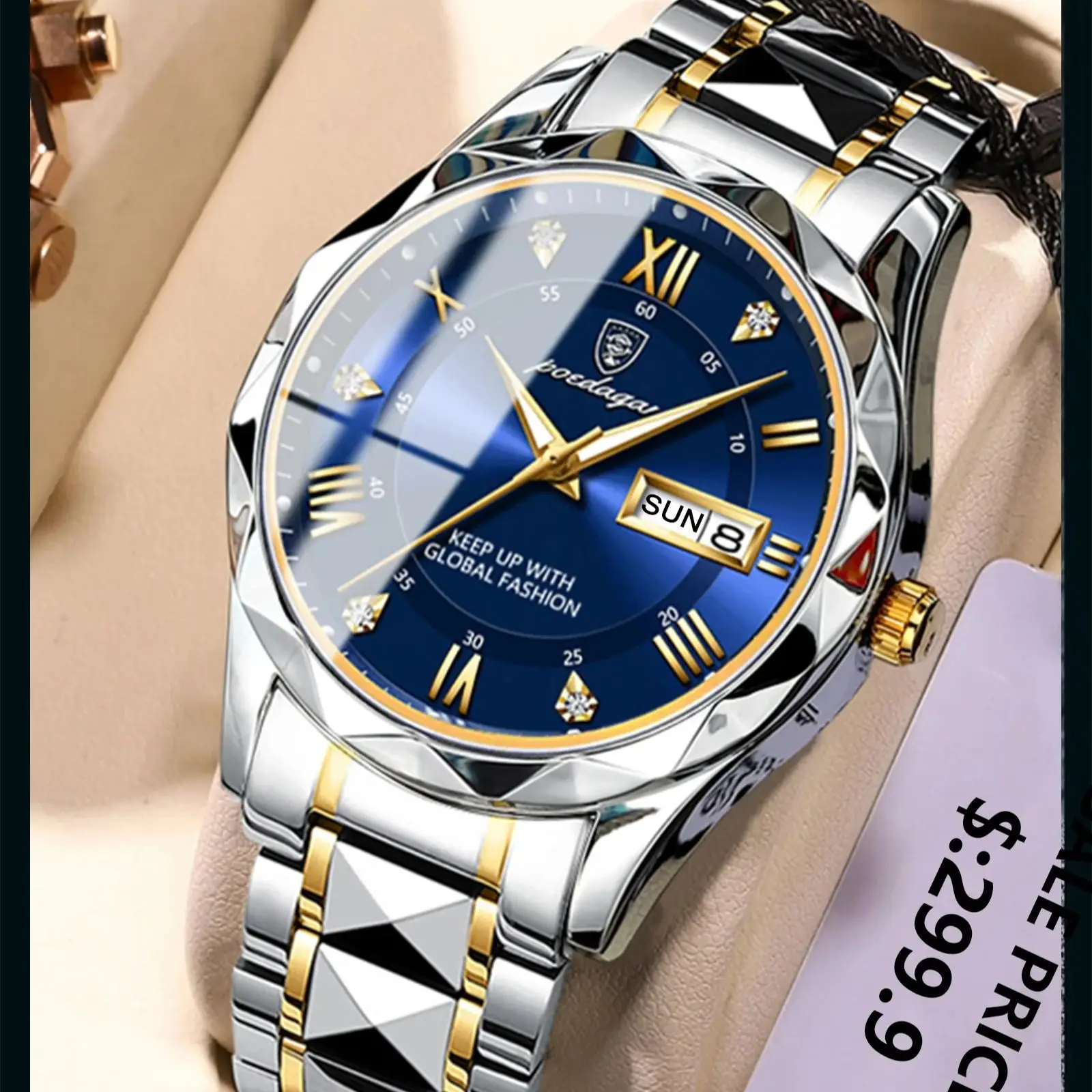 Picture of POEDAGAR 615 Mens Quartz Watches Waterproof Luminous Dial Men Fashionable Wristwatches Sports Stainless Steel Watch P615