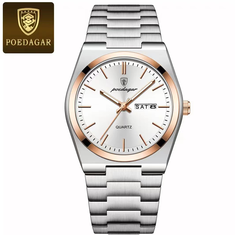 Picture of POEDAGAR 930 Luxury Watch For Men Waterproof Luminous Date Week Stainless Steel Men Watch Casual Quartz Men's Watch- Watch For Men