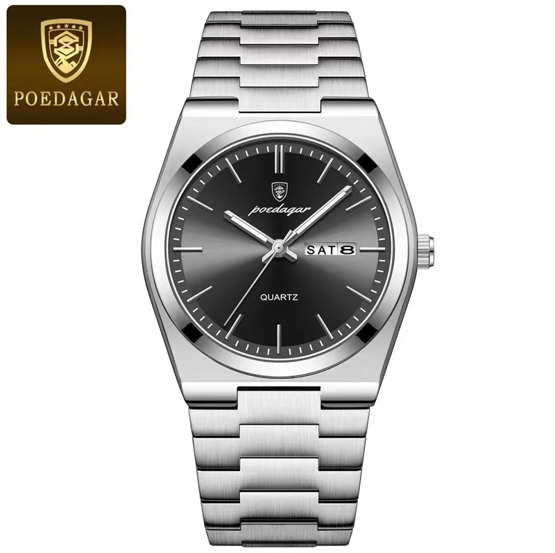 Picture of POEDAGAR 930 Luxury Watch For Men Waterproof Luminous Date Week Stainless Steel Men Watch Casual Quartz Men's Watch- Watch For Men