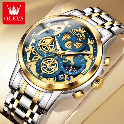 Picture of OLE_VS Top Brand 9947 Sport Quartz Watch Gift Stainless Steel Watchband Round-dial Chronograph Calendar Stainless Steel Watch For Men - watch