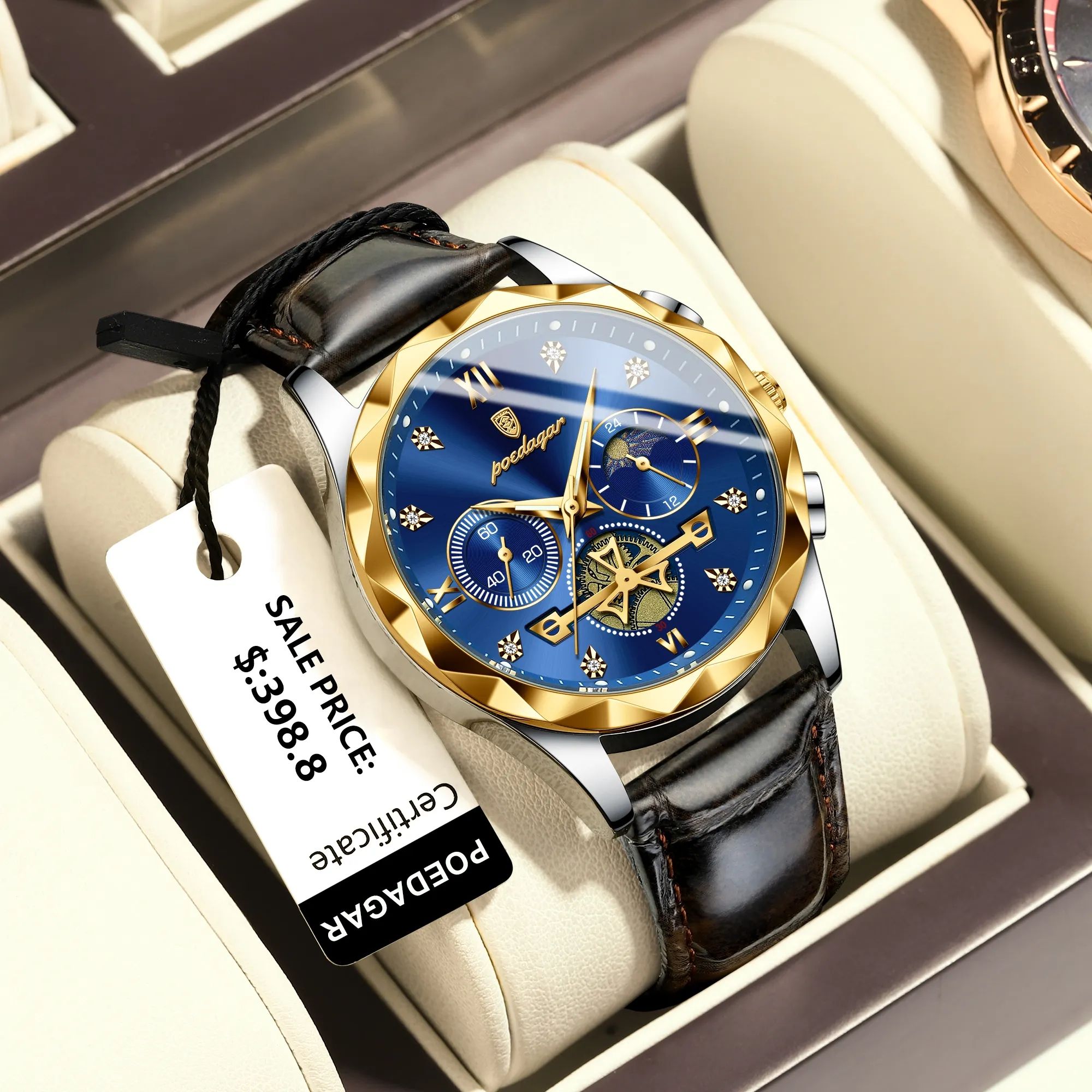 Picture of Poedagar 996L Luxury Watch for Men Sports Leather Men's Watches Waterproof Luminous Chronograph Men Quartz Watches - Watch For Men - Watch - Men Watch