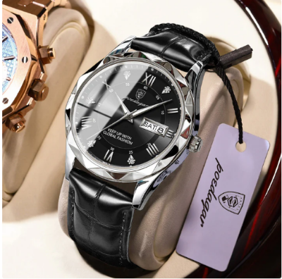 Picture of POEDAGAR Mens Quartz Watches Waterproof Luminous Dial Men Fashionable Wristwatches Artificial Leather Watch P615
