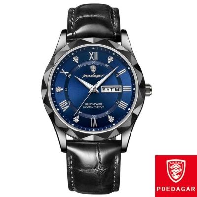 Picture of POEDAGAR Mens Quartz Watches Waterproof Luminous Dial Men Fashionable Wristwatches Artificial Leather Watch P615