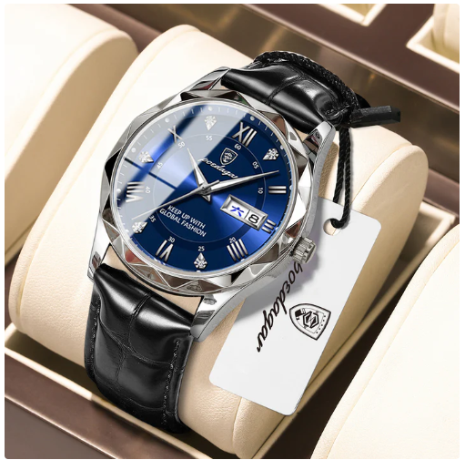 Picture of POEDAGAR Mens Quartz Watches Waterproof Luminous Dial Men Fashionable Wristwatches Artificial Leather Watch P615