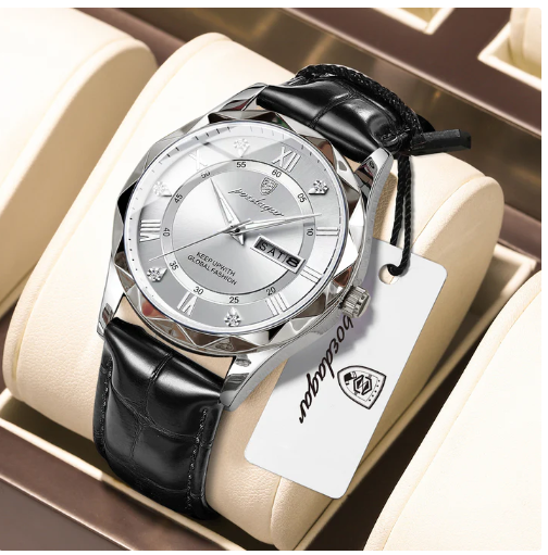 Picture of POEDAGAR Mens Quartz Watches Waterproof Luminous Dial Men Fashionable Wristwatches Artificial Leather Watch P615