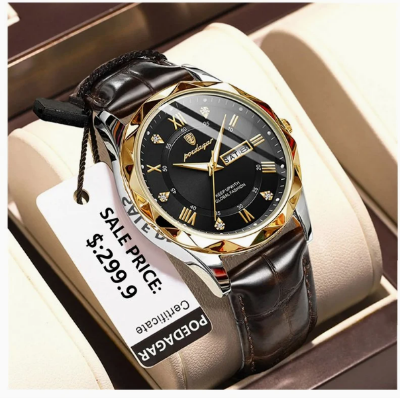 Picture of POEDAGAR Mens Quartz Watches Waterproof Luminous Dial Men Fashionable Wristwatches Artificial Leather Watch P615