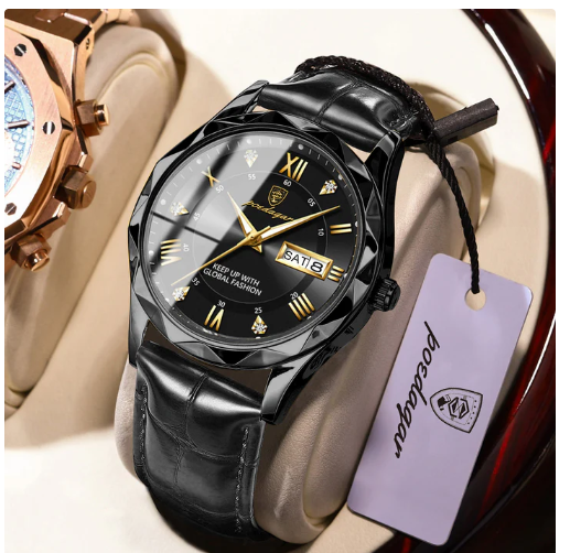 Picture of POEDAGAR Mens Quartz Watches Waterproof Luminous Dial Men Fashionable Wristwatches Artificial Leather Watch P615