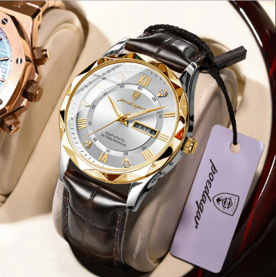 Picture of POEDAGAR Mens Quartz Watches Waterproof Luminous Dial Men Fashionable Wristwatches Artificial Leather Watch P615