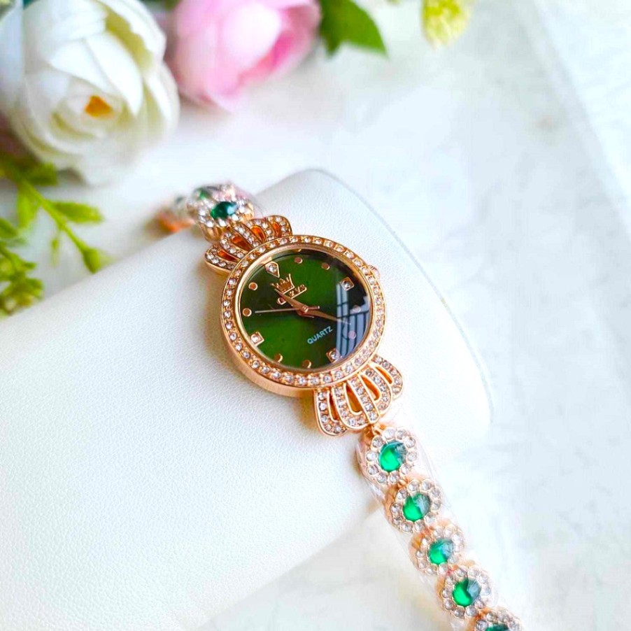 Picture of New Luxury Diamond Ladies Quartz Wrist Watch, Premium quality stylist colorful stone Fashionable Watch For Women - Watch -ঘড়ি