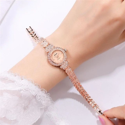 Picture of Beautiful Rose golden Bracelet Style Wristwatch for Women and Girls