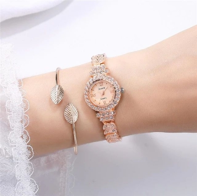 Picture of Beautiful Rose golden Bracelet Style Wristwatch for Women and Girls