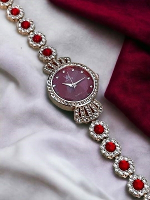 Picture of Luxury Diamond Ladies Quartz Wrist Watch, Premium quality stylist colorful stone Fashionable Watch For Women - Watch -ঘড়ি