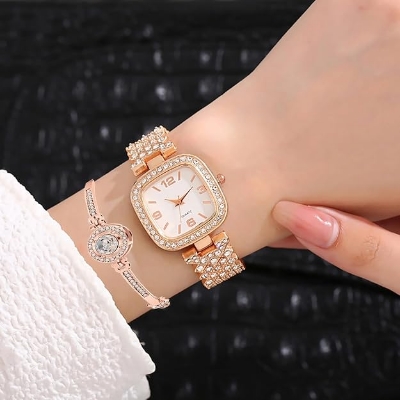 Picture of New Fashion Luxury Diamond Square dial Quartz Women's Watch - Watch For Women - Stainless steel Watch For Women - Watch