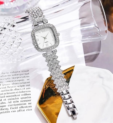 Picture of New Fashion Luxury Diamond Square dial Quartz Women's Watch - Watch For Women - Stainless steel Watch For Women - Watch