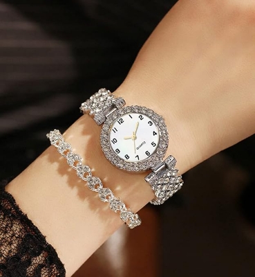 Picture of New Fashion Luxury Diamond Round dial Quartz Women's Watch - Watch For Women - Stainless steel Watch For Women - Watch