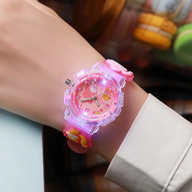 Picture of Sanrio Watch Kawaii Melody Cinnamoroll Children LED Luminous Watch Kuromi Hello Kitty Student Wrist Watch Kids Birthday Gift Toy - Kids Watch - Watch