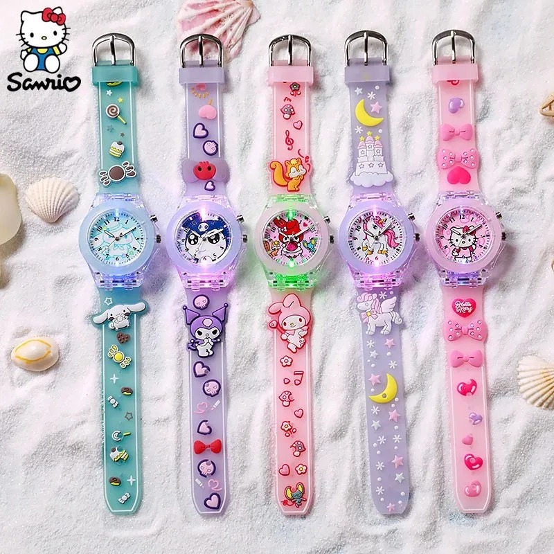 Picture of Sanrio Watch Kawaii Melody Cinnamoroll Children LED Luminous Watch Kuromi Hello Kitty Student Wrist Watch Kids Birthday Gift Toy - Kids Watch - Watch