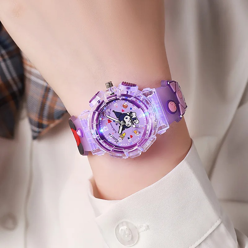 Picture of Sanrio Watch Kawaii Melody Cinnamoroll Children LED Luminous Watch Kuromi Hello Kitty Student Wrist Watch Kids Birthday Gift Toy - Kids Watch - Watch