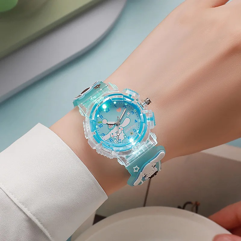 Picture of Sanrio Watch Kawaii Melody Cinnamoroll Children LED Luminous Watch Kuromi Hello Kitty Student Wrist Watch Kids Birthday Gift Toy - Kids Watch - Watch