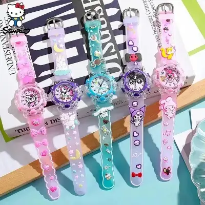 Picture of Sanrio Watch Kawaii Melody Cinnamoroll Children LED Luminous Watch Kuromi Hello Kitty Student Wrist Watch Kids Birthday Gift Toy - Kids Watch - Watch
