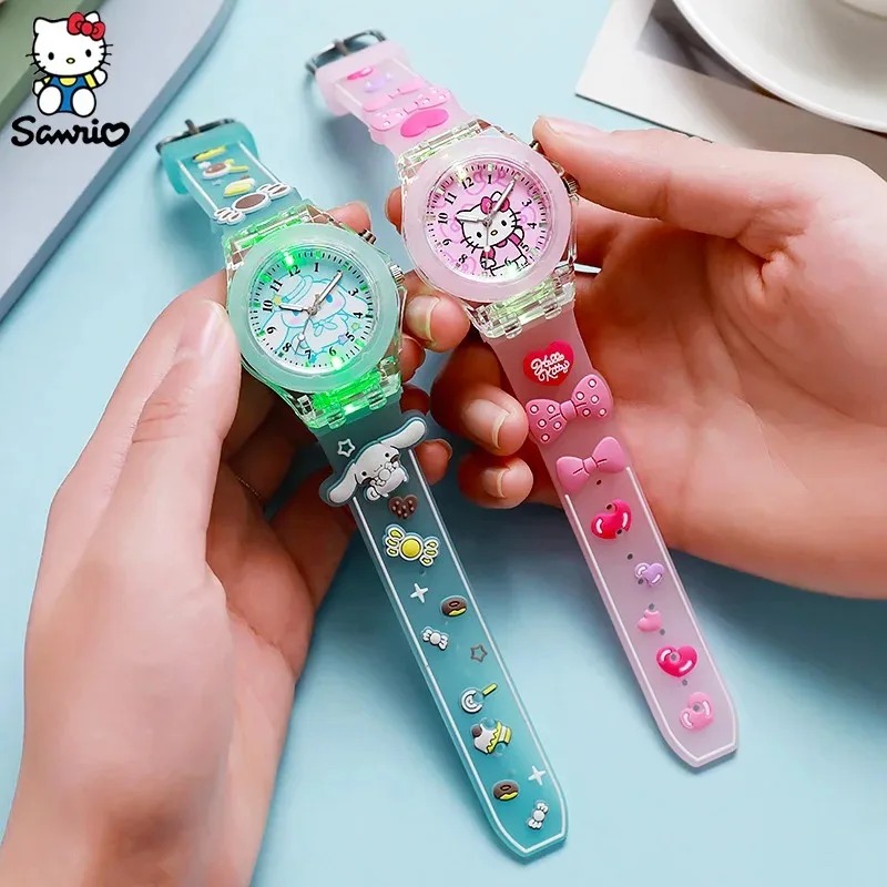 Picture of Sanrio Watch Kawaii Melody Cinnamoroll Children LED Luminous Watch Kuromi Hello Kitty Student Wrist Watch Kids Birthday Gift Toy - Kids Watch - Watch