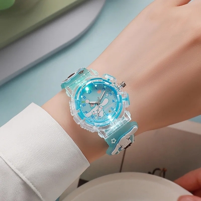 Picture of Sanrio Watch Kawaii Melody Cinnamoroll Children LED Luminous Watch Kuromi Hello Kitty Student Wrist Watch Kids Birthday Gift Toy - Kids Watch - Watch