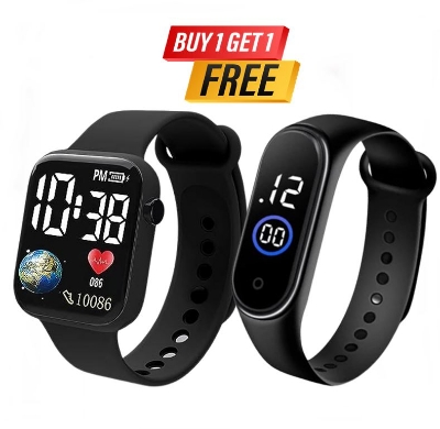Picture of 1 buy 1, squares LED Digital Sports Watch and Ring Touch Watch, Combo Offer