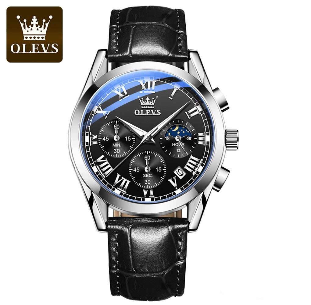 Picture of Olevs_Men Leather Date Function Luxury Smart Fitness Wrist Watch For Men