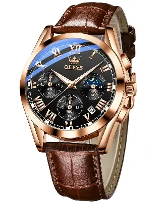 Picture of Olevs_Men Leather Date Function Luxury Smart Fitness Wrist Watch For Men