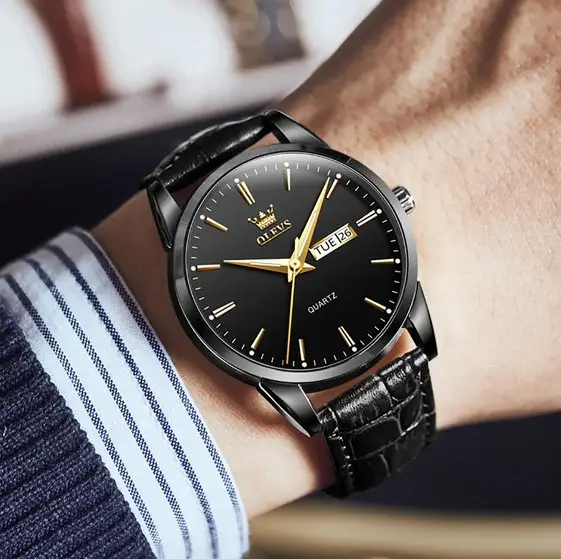 Picture of Ol_evs Brown Pu Leather Analoge Wrist Watch For Men - Watch For Men