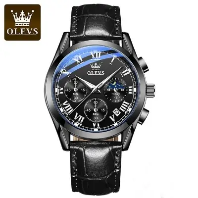 Picture of Olevs_Men Leather Date Function Luxury Smart Fitness Wrist Watch For Men
