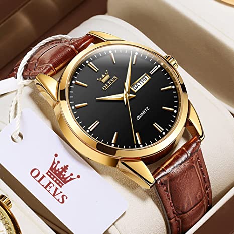 Picture of Ol_evs Brown Pu Leather Analoge Wrist Watch For Men - Watch For Men