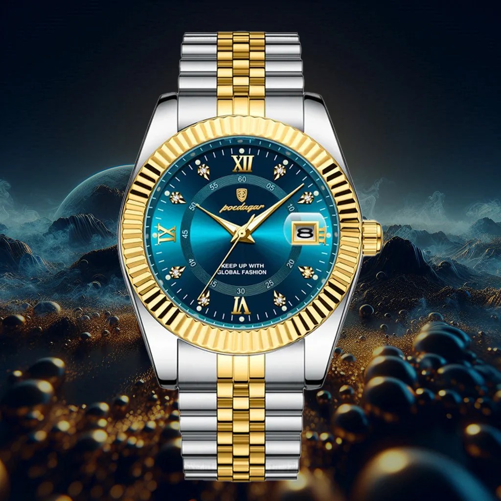 Picture of New POEDAGAR 910 Luxury Stainless steel Wrist Watch For Man - Waterproof Men Watch Quartz - Stainless Steel Men's Watch - Stainless steel Watch-Blue