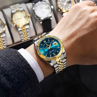 Picture of New POEDAGAR 910 Luxury Stainless steel Wrist Watch For Man - Waterproof Men Watch Quartz - Stainless Steel Men's Watch - Stainless steel Watch-Blue