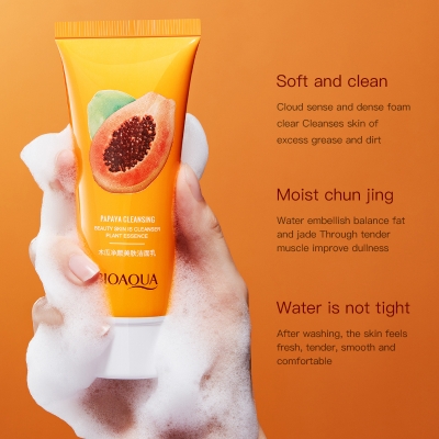 Picture of BIOAQUA skin care product papaya moisturizing shrink pore face wash foam facial cleanser for women and girl