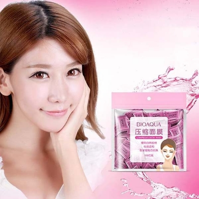 Picture of Bioaqua face pack skin-friendly hydrating compression msk natural cotton light thin non-woven msk compression msk- (10/20/50 Pieces)