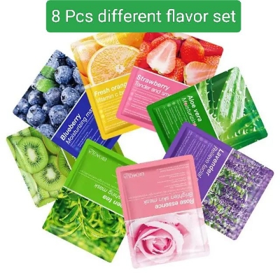 Picture of BIOAQUA 8 Piece/Set Plant Fruit Mask Hydrating Moisturizing Skin Color Skin Facial -25 G/Each.