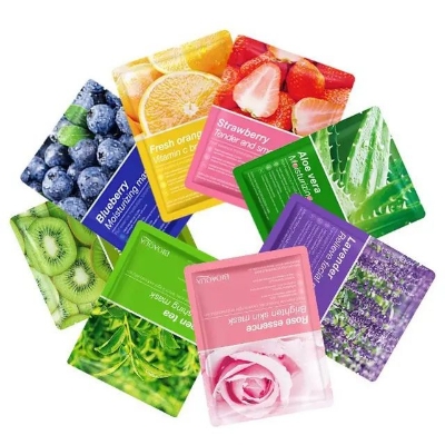 Picture of BIOAQUA 8 Piece/Set Plant Fruit Mask Hydrating Moisturizing Skin Color Skin Facial -25 G/Each.