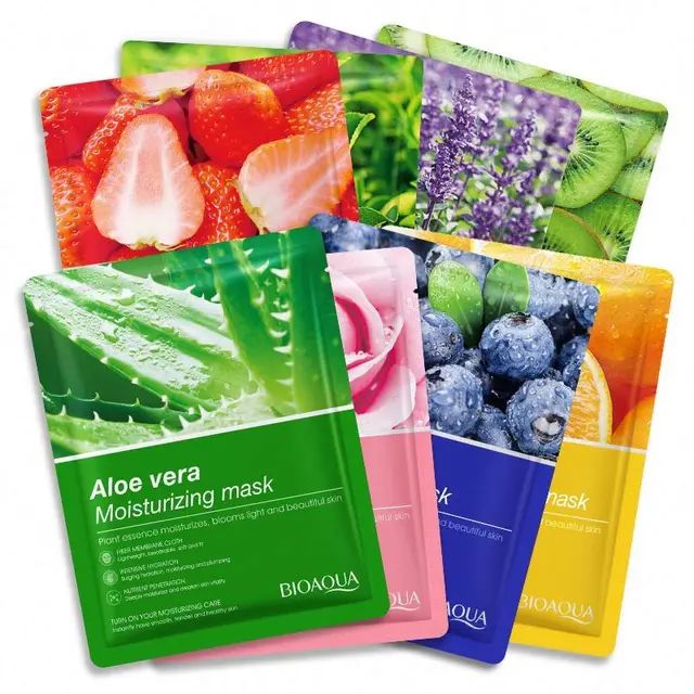 Picture of BIOAQUA 8 Piece/Set Plant Fruit Mask Hydrating Moisturizing Skin Color Skin Facial -25 G/Each.
