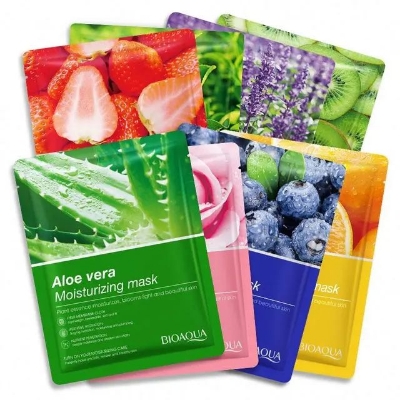 Picture of BIOAQUA 8 Piece/Set Plant Fruit Mask Hydrating Moisturizing Skin Color Skin Facial -25 G/Each.