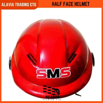 Red Half Face Helmet – Cap Style Bike Helmet with Sun Protection Glass | Stylish Open Face Helmet for Men & Women – Durable ABS Build 