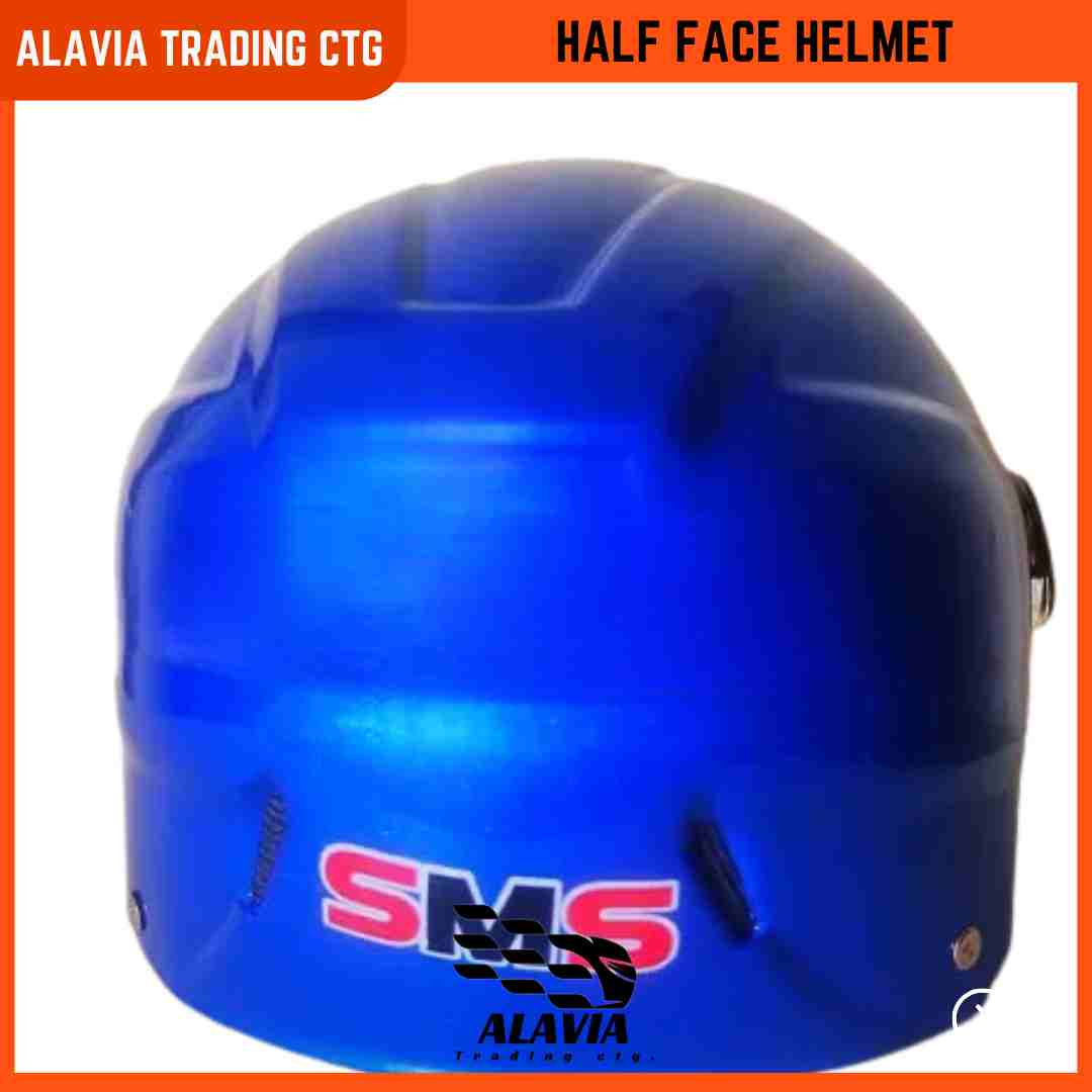 Blue Half Face Helmet – Cap Style Bike Helmet with Sun Protection Glass | Stylish Open Face Helmet for Men & Women – Durable ABS Build 